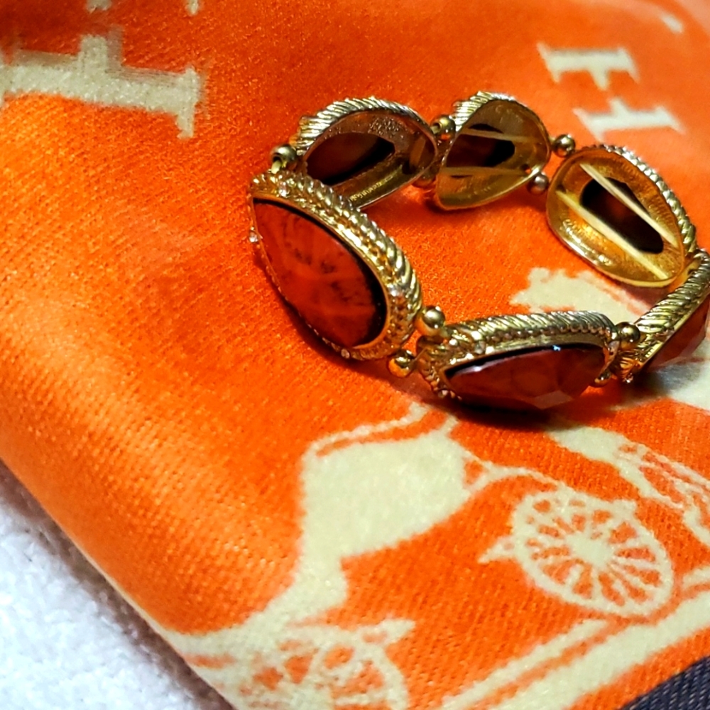 Lovely 'Burnt Orange & Gold' Colored Stretch Bracelet - $10 NWT